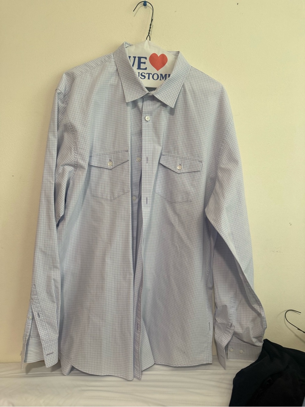 Calvin Klein Light Blue Micro-Check Button-Down Shirt